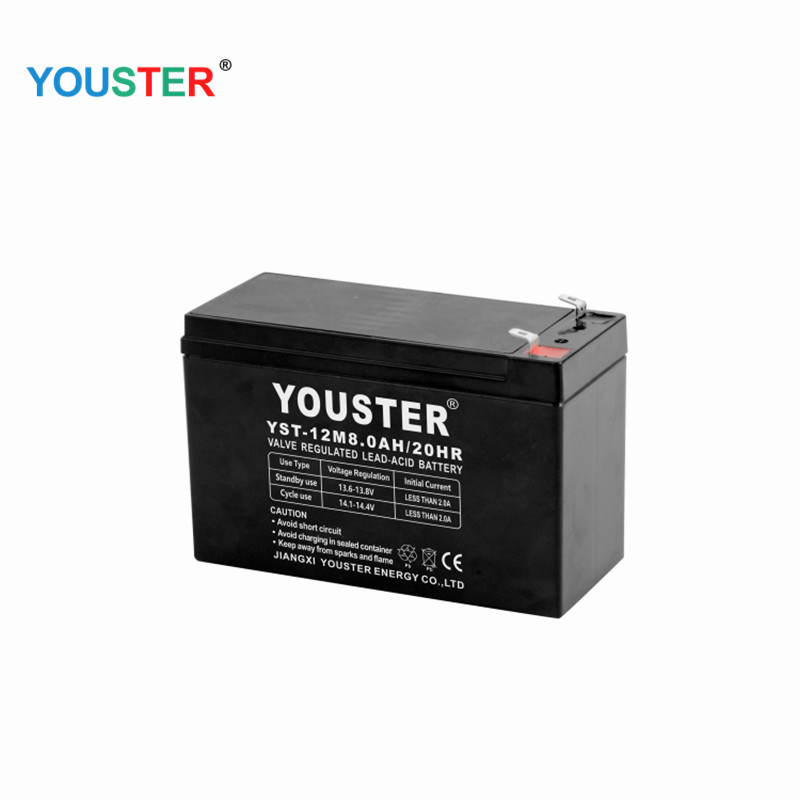 Youster 고용량 유지 보수 무료 12V8.0AH 밀봉 된 태양열 배터리 USP 납산 배터리